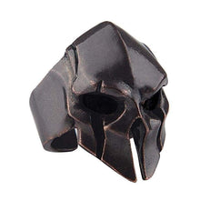 Load image into Gallery viewer, Black Spartan Warrior Helmet Biker Ring - Adjustable (Gunmetal Adjustable)
