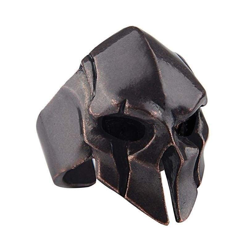 Black Spartan Warrior Helmet Biker Ring - Adjustable (Gunmetal Adjustable)