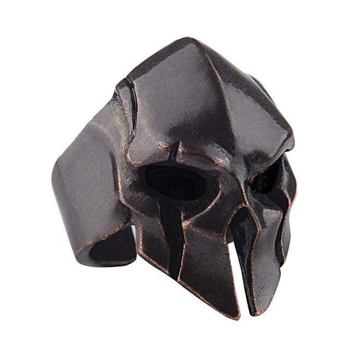 Black Spartan Warrior Helmet Biker Ring - Adjustable (Gunmetal Adjustable)