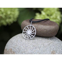 Load image into Gallery viewer, Black Sun Necklace Sonnenrad Pendant /925 Sterling Silver/Pagan Sun Wheel/Sacred Occult Symbol/Kolovrat Warrior Talisman Nordic Viking Jewelry Gifts for Men Women/Handmade
