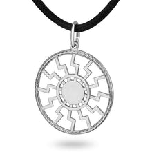 Load image into Gallery viewer, Black Sun Necklace Sonnenrad Pendant /925 Sterling Silver/Pagan Sun Wheel/Sacred Occult Symbol/Kolovrat Warrior Talisman Nordic Viking Jewelry Gifts for Men Women/Handmade
