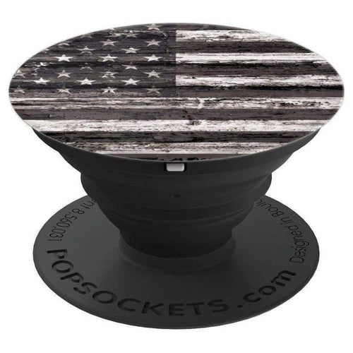 Black-White American Flag - USA PopSockets Grip and Stand for Phones and Tablets - Cell Phone Mount