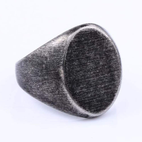 Blackened Oval Signet Biker Ring - 316L Stainless Steel