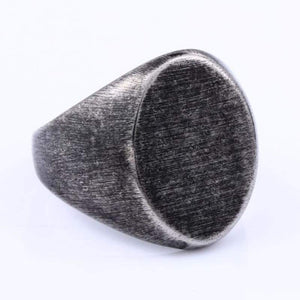 Blackened Oval Signet Biker Ring - 316L Stainless Steel