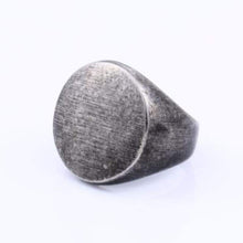 Load image into Gallery viewer, Blackened Oval Signet Biker Ring - 316L Stainless Steel
