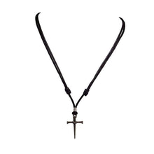 Load image into Gallery viewer, BlueRica Nail + Cross Pendant on Adjustable Black Rope Cord Necklace - Pendant Necklace
