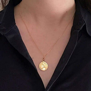Bohemia Round Coin Choker Necklace Pendant For Women Medal Gold Silver Color Disc Face Necklace Dainty Gifts New European 2018 - Pendant