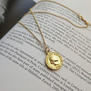 Bohemia Round Coin Choker Necklace Pendant For Women Medal Gold Silver Color Disc Face Necklace Dainty Gifts New European 2018 - Pendant