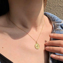 Load image into Gallery viewer, Bohemia Round Coin Choker Necklace Pendant For Women Medal Gold Silver Color Disc Face Necklace Dainty Gifts New European 2018 - Pendant
