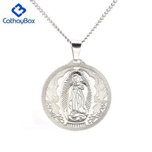 Load image into Gallery viewer, Catholic Gift Lady of Guadalupe Round Pendant Silver Gold Tone Medal Necklace Chain 24 - Pendant Necklace
