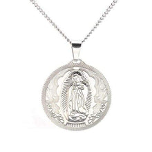 Load image into Gallery viewer, Catholic Gift Lady of Guadalupe Round Pendant Silver Gold Tone Medal Necklace Chain 24 - Pendant Necklace
