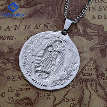 Load image into Gallery viewer, Catholic Gift Lady of Guadalupe Round Pendant Silver Gold Tone Medal Necklace Chain 24 - Pendant Necklace

