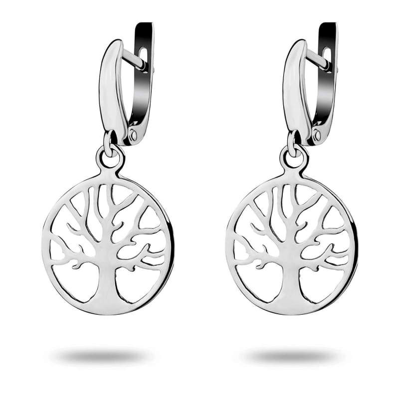 Celtic Family Tree of Life Small Dangle Earrings Rhodium-plated Sterling Silver 925 Viking Yggdrasil Norse Buddhist Jewelry Gift for Women Girls Yoga Lovers/Handmade /14 mm