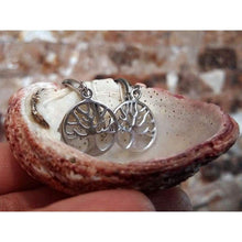 Load image into Gallery viewer, Celtic Family Tree of Life Small Dangle Earrings Rhodium-plated Sterling Silver 925 Viking Yggdrasil Norse Buddhist Jewelry Gift for Women Girls Yoga Lovers/Handmade /14 mm
