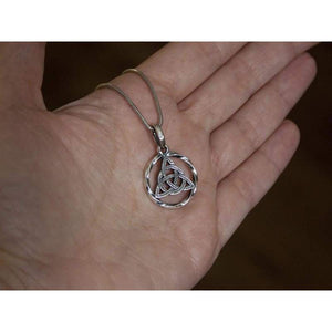 Celtic Triquetra Trinity Knot Pendant Necklace 925 Sterling Silver Infinity Circle Symbol Charm Good Luck Endless Love Amulet Irish Witchcraft Jewelry for Women Handmade/Option - Silver Chains