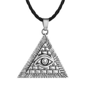 Chereda Egyptian Egypt Pyramid Pendants for Men Punk Style Rope Chain Necklaces Triangle Evil Eye Illuminati Jewelry - 200000162
