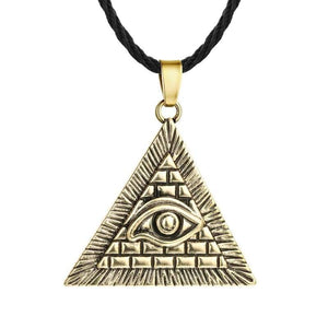 Chereda Egyptian Egypt Pyramid Pendants for Men Punk Style Rope Chain Necklaces Triangle Evil Eye Illuminati Jewelry - 200000162