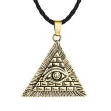 Load image into Gallery viewer, Chereda Egyptian Egypt Pyramid Pendants for Men Punk Style Rope Chain Necklaces Triangle Evil Eye Illuminati Jewelry
