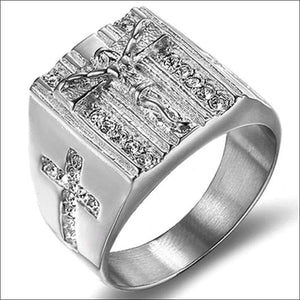 Christian Jesus Cross Ring (Stainless Steel) - Ring