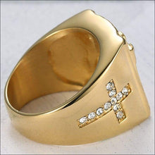 Load image into Gallery viewer, religous-jesus-cross-ring-amulet-jewlry-gold-black-rosegold-stainless-steel-letter-initials-letter-monogram-bible-rings-women-5-colors
