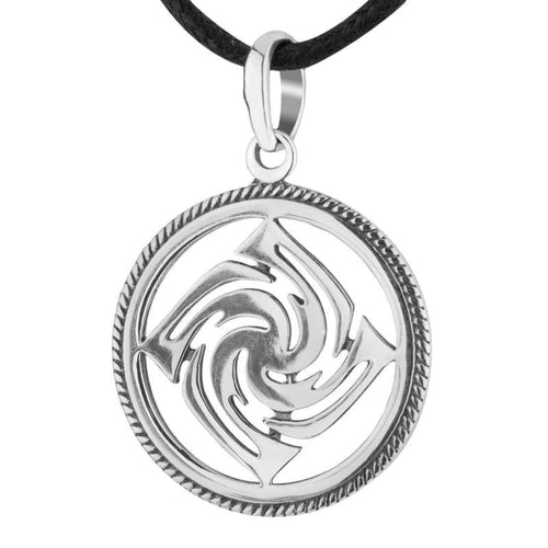 Circle of Life Pendant Occult Solar Symbol Necklace 925 Sterling Silver Choker Ancient Slavic Sun Energy Amulet Esoteric Buddhist Hindu Jewelry for Men Women