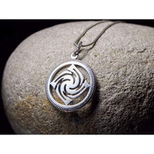 Load image into Gallery viewer, Circle of Life Pendant Occult Solar Symbol Necklace 925 Sterling Silver Choker Ancient Slavic Sun Energy Amulet Esoteric Buddhist Hindu Jewelry for Men Women
