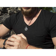Load image into Gallery viewer, Circle of Life Pendant Occult Solar Symbol Necklace 925 Sterling Silver Choker Ancient Slavic Sun Energy Amulet Esoteric Buddhist Hindu Jewelry for Men Women
