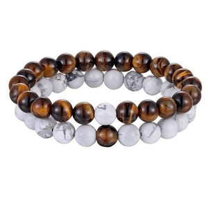 Classy Couples Bracelet Set - 7 Colors - Marble / Brown - Bracelet
