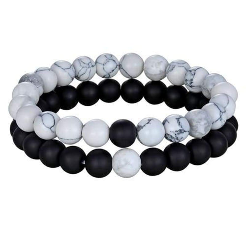 Classy Couples Bracelet Set - 7 Colors - Marble / Matte Black - Bracelet