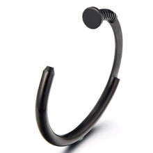 Load image into Gallery viewer, COOLSTEELANDBEYOND Mens Black Screw Nail Bangle Cuff Bracelet of Stainless Steel Polished - Jewelry
