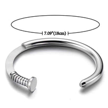 Load image into Gallery viewer, COOLSTEELANDBEYOND Mens Screw Nail Bangle Cuff Bracelet of Stainless Steel Silver Color Polished - Jewelry
