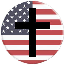 Load image into Gallery viewer, Cross American Flag PopSockets Grip and Stand for Phones and Tablets - Cell Phone Mount
