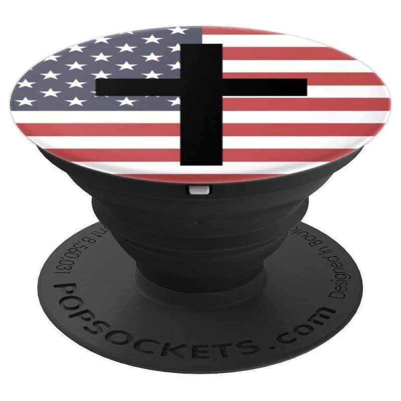 Cross American Flag PopSockets Grip and Stand for Phones and Tablets - Cell Phone Mount