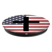 Load image into Gallery viewer, Cross American Flag PopSockets Grip and Stand for Phones and Tablets - Cell Phone Mount
