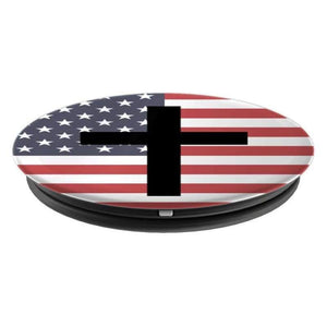 Cross American Flag PopSockets Grip and Stand for Phones and Tablets - Cell Phone Mount