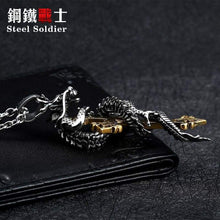 Load image into Gallery viewer, Cross dragon pendant necklace Stainless Steel 3D Men Jewelry
