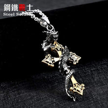 Load image into Gallery viewer, Cross dragon pendant necklace Stainless Steel 3D Men Jewelry

