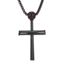 Load image into Gallery viewer, Cross Necklace by Pendant Men Sports Stainless Steel Necklace and Baseball Cross Necklaces Boys Gift - Black 24 - 3880841
