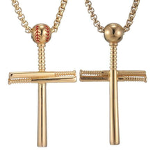 Load image into Gallery viewer, Cross Necklace by Pendant Men Sports Stainless Steel Necklace and Baseball Cross Necklaces Boys Gift
