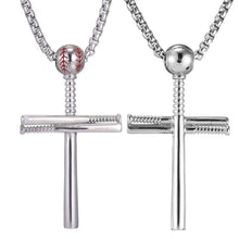 Load image into Gallery viewer, Cross Necklace by Pendant Men Sports Stainless Steel Necklace and Baseball Cross Necklaces Boys Gift
