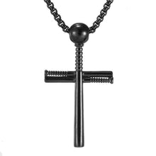 Load image into Gallery viewer, Cross Necklace by Pendant Men Sports Stainless Steel Necklace and Baseball Cross Necklaces Boys Gift
