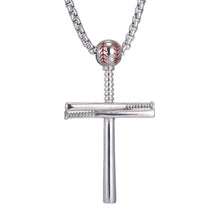 Load image into Gallery viewer, Cross Necklace by Pendant Men Sports Stainless Steel Necklace and Baseball Cross Necklaces Boys Gift
