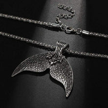 Load image into Gallery viewer, docona Boho Silver Whale Tail Pendant Necklace Girl Tribal Charms Chains Necklace Statement Jewelry 6113 (silver) - Pendant Necklace
