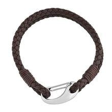 Load image into Gallery viewer, Edforce Braided Genuine Leather 2-Strand Cuff Bracelet with Stainless Steel Clasp (Brown) - Jewelry
