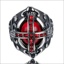 Load image into Gallery viewer, religous-jesus-cross-ring-amulet-jewlry-gold-black-rosegold-stainless-steel-letter-initials-letter-monogram-bible-rings-women-5-colors
