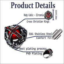 Load image into Gallery viewer, religous-jesus-cross-ring-amulet-jewlry-gold-black-rosegold-stainless-steel-letter-initials-letter-monogram-bible-rings-women-5-colors
