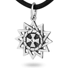 Load image into Gallery viewer, Erzgamma Lucky Star Necklace 925 Sterling Silver Choker Pendant Charm Ancient Sacred Symbol Magic Powerful Amulet 12-pointed Star Talisman Jewelry for Men Women Handmade
