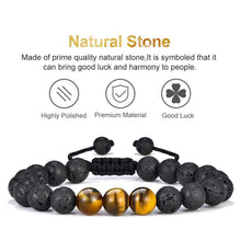 Load image into Gallery viewer, Essential Oil Bracelet for Men Diffuser - Mens Tiger Eye Stone Beads Bracelet Adjustable Natural Yoga Anxiety Stress Relief Mens Essential
