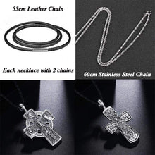 Load image into Gallery viewer, EVBEA Crucifix West Syrian Cross Pendants&amp;Necklaces Stainless Steel Chain Vintage Catholic Religious Men Jewelry(2 Chians)
