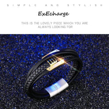 Load image into Gallery viewer, ExEcharge Fashion Leather Braided Bracelet PU Leather with Stainless Steel Multi-Layer Braided Cuff Wrap Magnetic-Clasp Bracelets for Men
